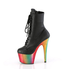 7 Inch Heel ADORE-1020RC Black Pu Rainbow Chrome