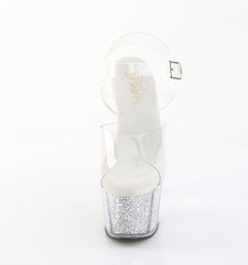 7 Inch Heel ADORE-708PREM-RSI Clear Silver Rhinestone