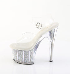 7 Inch Heel ADORE-708PREM-RSI Clear Silver Rhinestone
