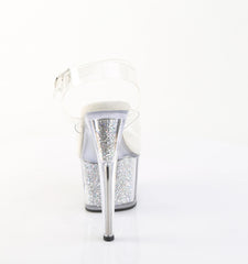 7 Inch Heel ADORE-708PREM-RSI Clear Silver Rhinestone