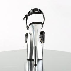 7 Inch Heel ADORE-709 Black Pat-Silver Chrome