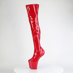 8 Inch Heelless CRAZE-3000 Red Stretch Patent
