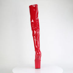 8 Inch Heelless CRAZE-3000 Red Stretch Patent