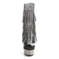 Pleaser DELIGHT-1017RSF Dark Pewter Chrome Fringe Ankle Boots