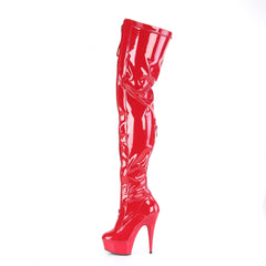 6 Inch Heel DELIGHT-3027 Red-Black Stretch Pat