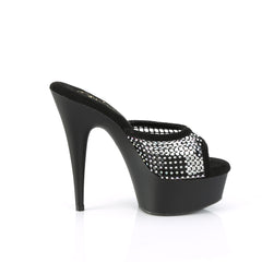 6 Inch Heel DELIGHT-601-6RM Black Rhinestone Mesh