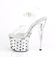 7 Inch Heel DISCOLITE-708DOTS Clear Silver Chrome