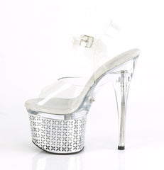 7 Inch Heel DISCOLITE-708FLP Clear Silver Chrome