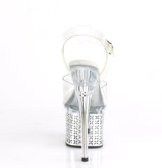 7 Inch Heel DISCOLITE-708FLP Clear Silver Chrome
