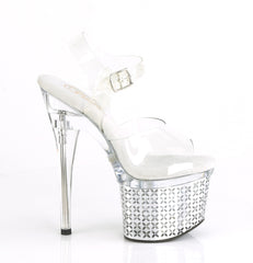 7 Inch Heel DISCOLITE-708FLP Clear Silver Chrome