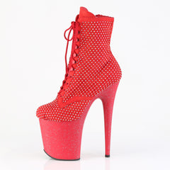 8 Inch Heel FLAMINGO-1020RM Red Rhinestone