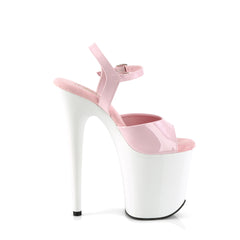 8 Inch Heel FLAMINGO-809 Baby Pink Pat-White