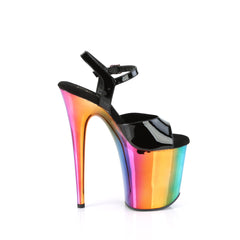8 Inch Heel FLAMINGO-809RC Black Pat-Rainbow Chrome