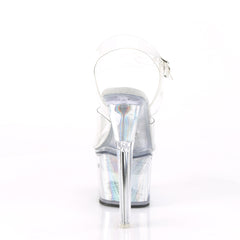 7 Inch Heel FLASHDANCE-708CH Clear Silver Hologram