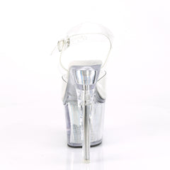 7 Inch Heel FLASHDANCE-708SCH Clear Silver Hologram