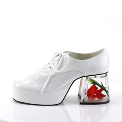 PIMP-02 White Patent Fish Tank Platform Shoes