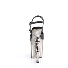 8 Inch Heel RAPTURE-809-LT Pewter Skull Sculpted