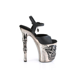 8 Inch Heel RAPTURE-809-LT Pewter Skull Sculpted