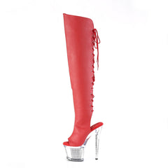 7 Inch Heel SPECTATOR-3019 Red Pu-Silver Chrome