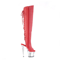 7 Inch Heel SPECTATOR-3019 Red Pu-Silver Chrome