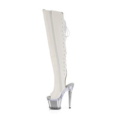 7 Inch Heel SPECTATOR-3019 White Pu-Silver Chrome