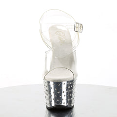 7 Inch Heel STARDUST-708 Clear-Silver Chrome