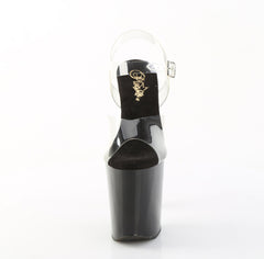8 Inch Heel XTREME-808SPRS Clear Black Silver