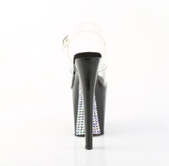 8 Inch Heel XTREME-808SPRS Clear Black Silver
