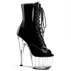 7 Inch Heel ADORE-1021 Black Patent-Clear