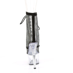 7 Inch Heel ADORE-1021RM Black Rhinestone Mesh