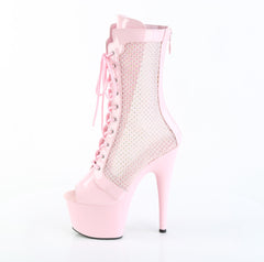7 Inch Heel ADORE-1048RSNT Baby Pink Patent Rhinestone Mesh