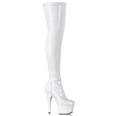 7 Inch Heel ADORE-3000 White Stretch Pat