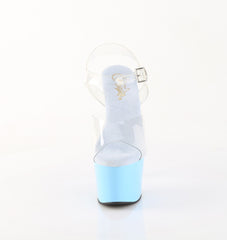 7 Inch Heel ADORE-708 Clear Baby Blue