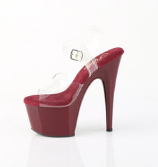 7 Inch Heel ADORE-708 Clear Burgundy