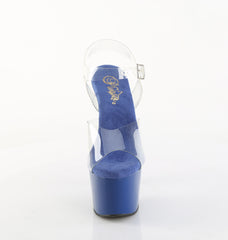 7 Inch Heel ADORE-708 Clear Royal Blue