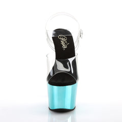 7 Inch Heel ADORE-708 Clear Turquoise Chrome