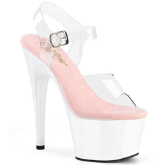 Pleaser Adore 708 Clear Baby Pink White Platform Shoes