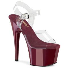 Pleaser Adore 708 Clear Burgundy Platform Shoes