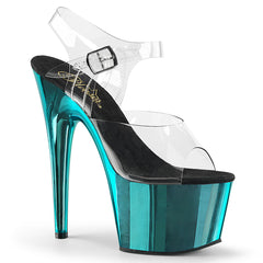 Pleaser Adore 708 Clear Turquoise Chrome Platform Shoes