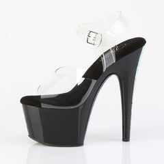 7 Inch Heel ADORE-708CRS-2 Clear Black Rhinestone