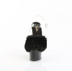 7 Inch Heel ADORE-708FUR Black Faux Fur