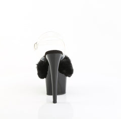 7 Inch Heel ADORE-708FUR Black Faux Fur