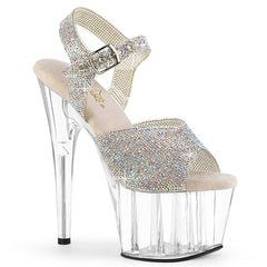 Pleaser Adore 708N Rs Silver Rhinestone Platform Shoes