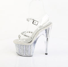 7 Inch Heel ADORE-708PREM-STNG Clear Silver Glitter