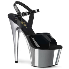 7 Inch Heel ADORE-709 Black Pat-Silver Chrome