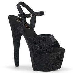 7 Inch Heel ADORE-709WR Black Shimmering Fabric by Pleaser