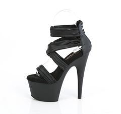 7 Inch Heel ADORE-720 Black Faux Leather Fabric