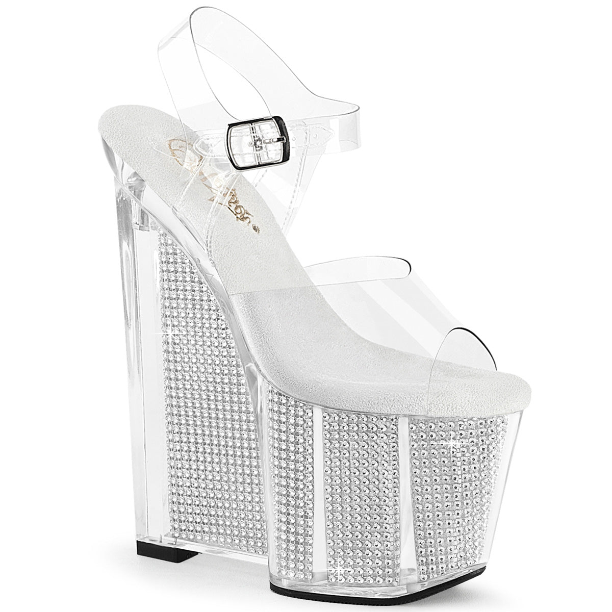 Pleaser Amaze 808Srs Clear Silver Rhinestone Platform Shoes