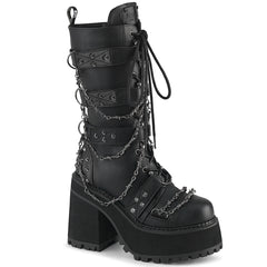 Demonia Assault 117 Black Vegan Leather Women'S Mid Calf & Knee High Boots