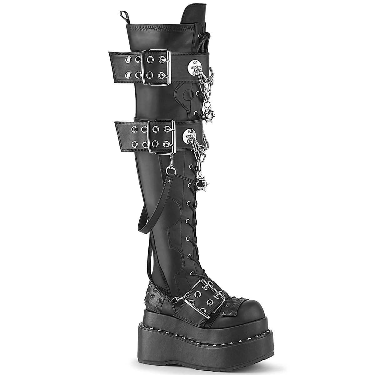 Demonia Bear 316 Black Vegan Leather Women'S Over The Knee Boots